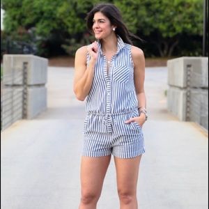 Abercrombie & Fitch Blue and White striped romper